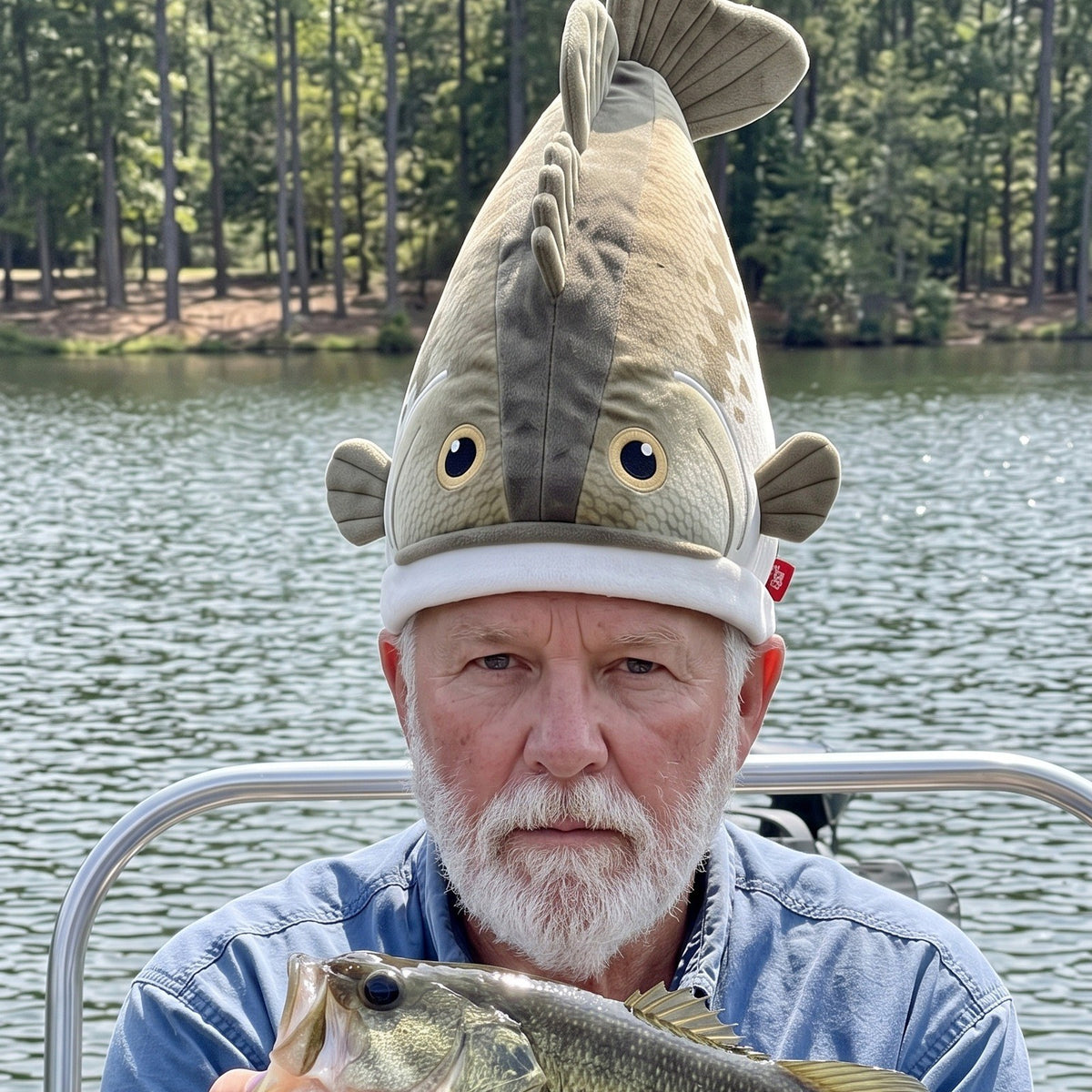 Angler on the lake wearing the Hawg Hat