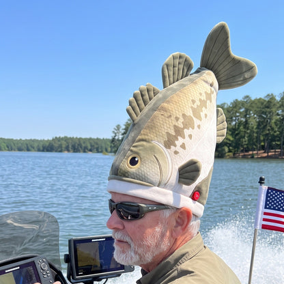 Driving the boat in a Hawg Hat