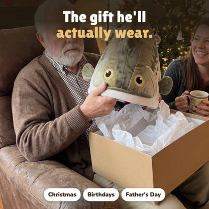 Grandpa unboxing a Hawg Hat at Christmas