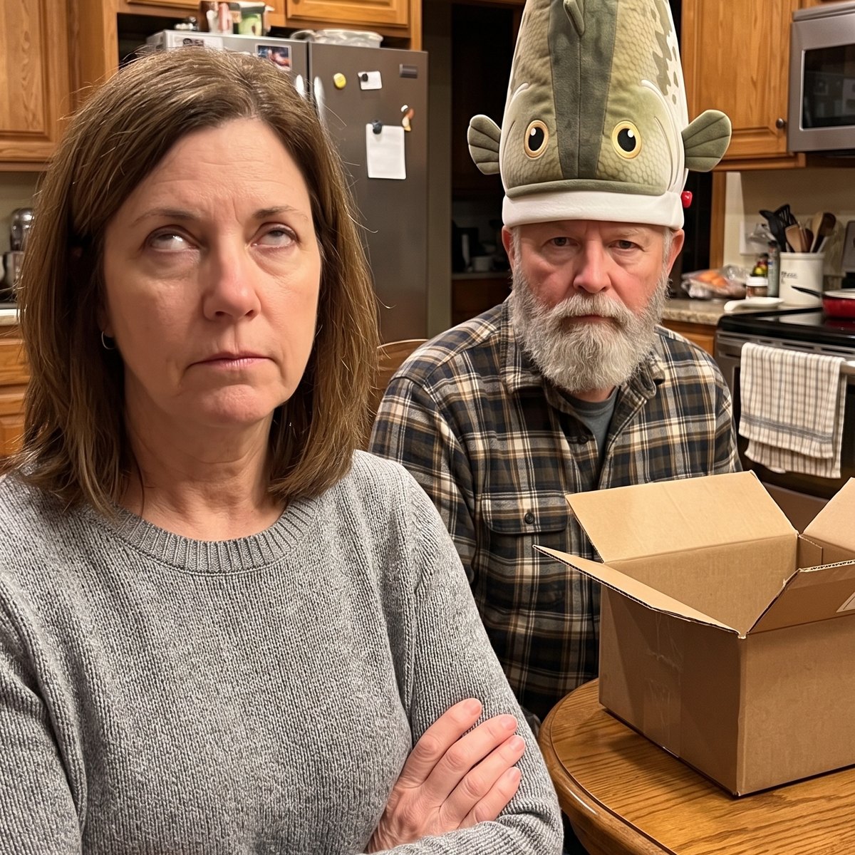 Unimpressed wife next to her husband in a Hawg Hat